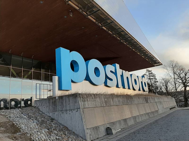 PostNord logo outside Arken