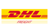 DHL Freight logo with red text on a yellow background