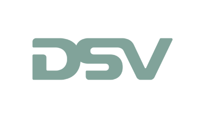 DSV logo in light gray on a white background
